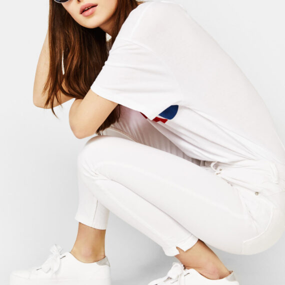 Skinny mid-rise trousers